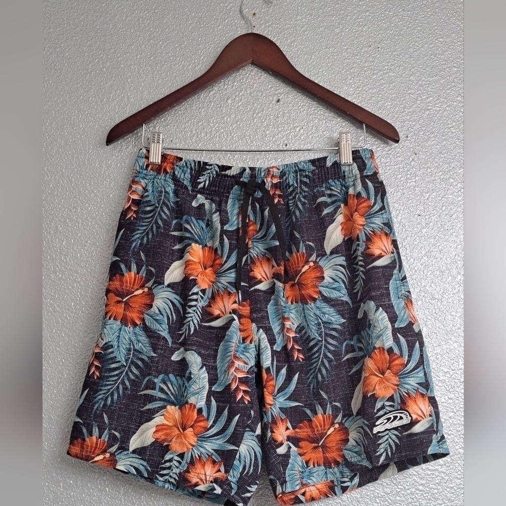Pipeline Men's Hawaiian Print Swim Trunks   Size L